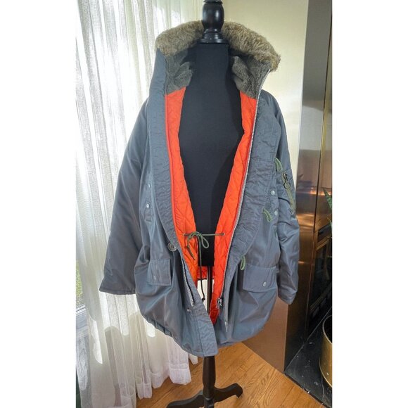 Vintage 1970s Sears Men's parka, grey hooded sportswear winter jacket, XL - Picture 7 of 10